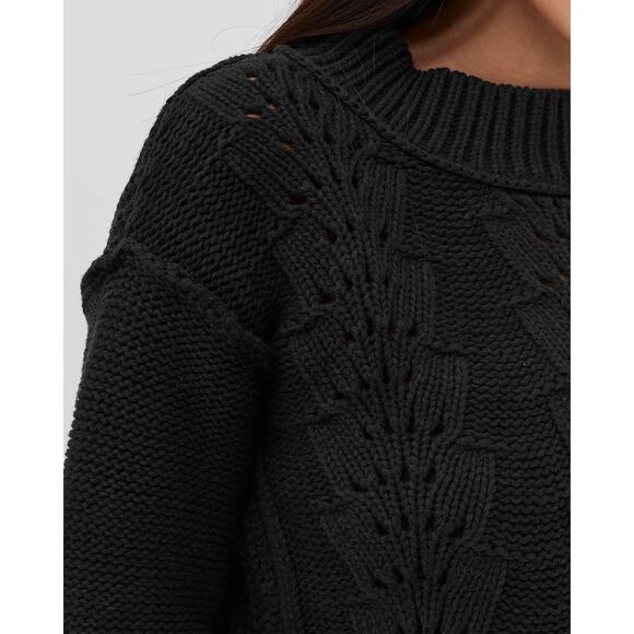 Free People | Black Cotton-Blend Pullover Bell Song Sweater | Size XS - Picture 7 of 13